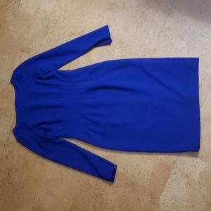 Badgley Mischka Woman's Purple Royal Blue Midi Bodycon Dress Long Sleeves Size 4